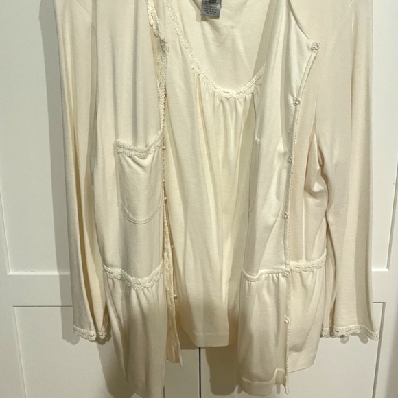 Talbots Collection Cream/White 85% Modal Cardigan Sweater Set Size XL - Picture 5 of 6